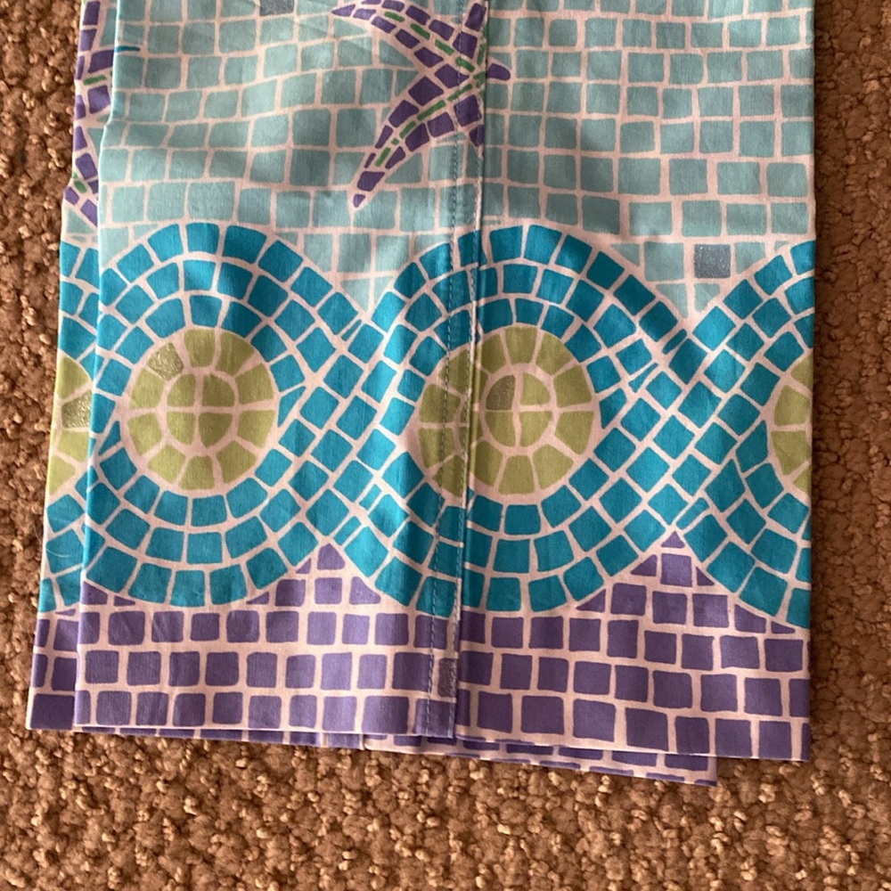 Lilly Pulitzer Ocean Tile Print Cropped Pants - Light Blue & Purple - Picture 2 of 3